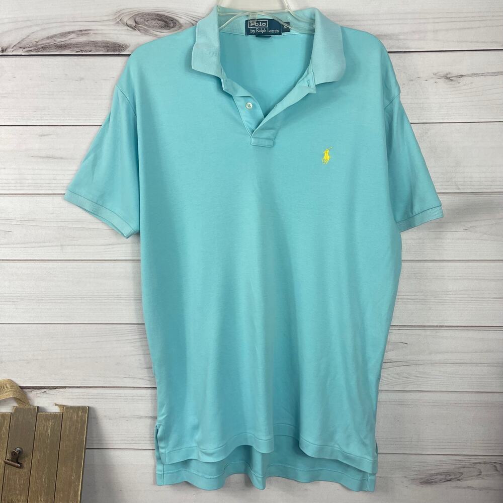 Polo Ralph Lauren Mens Aqua Blue Short Sleeve Collared Golf Casual Polo Shirt M